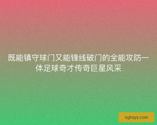 既能镇守球门又能锋线破门的全能攻防一体足球奇才传奇巨星风采