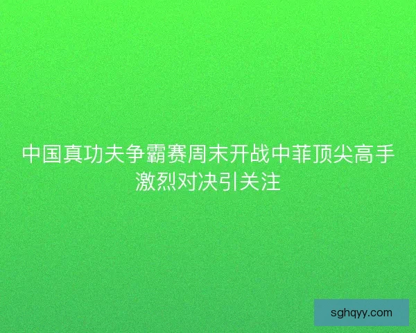 中国真功夫争霸赛周末开战中菲顶尖高手激烈对决引关注